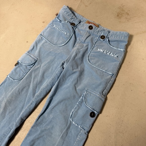 Paris Blues Light Blue Corduroy Cargo Flare Pants Womens 28 Vintage Y2K Utility - Picture 4 of 8